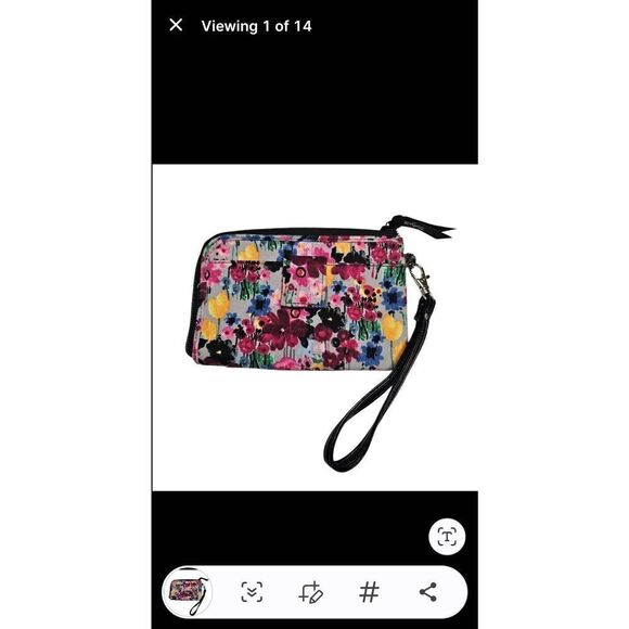 Thirty-One Wallet Watercolor Garden Floral Money Card Holder Zip Around - Picture 6 of 11